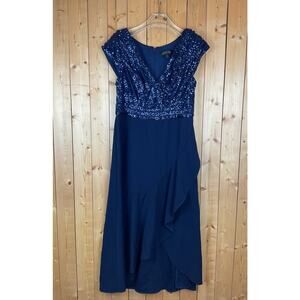 Ever Pretty 3/4 Length Formal Sequined Dress, Navy Blue - Size 12
